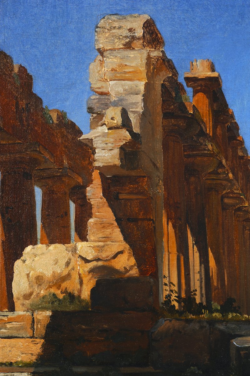 Jean-charles Geslin (1814 - 1887) - Paestum: The Ruins Of The Temple Of Neptune-photo-4