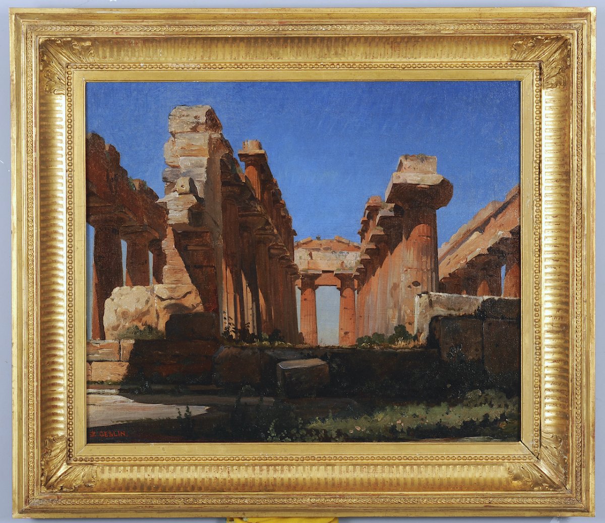 Jean-charles Geslin (1814 - 1887) - Paestum: The Ruins Of The Temple Of Neptune