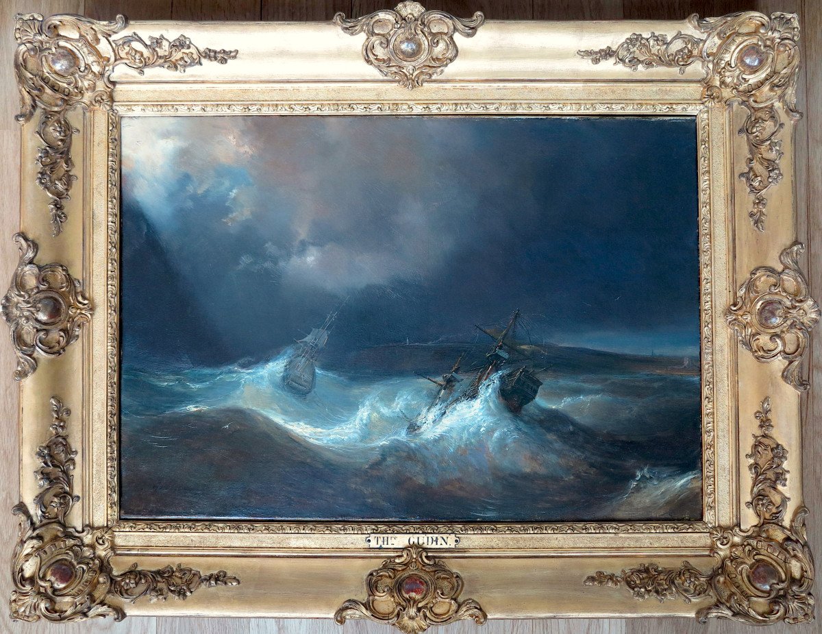 Théodore Gudin (1802-1880) - La Tempête - Huile Sur Toile