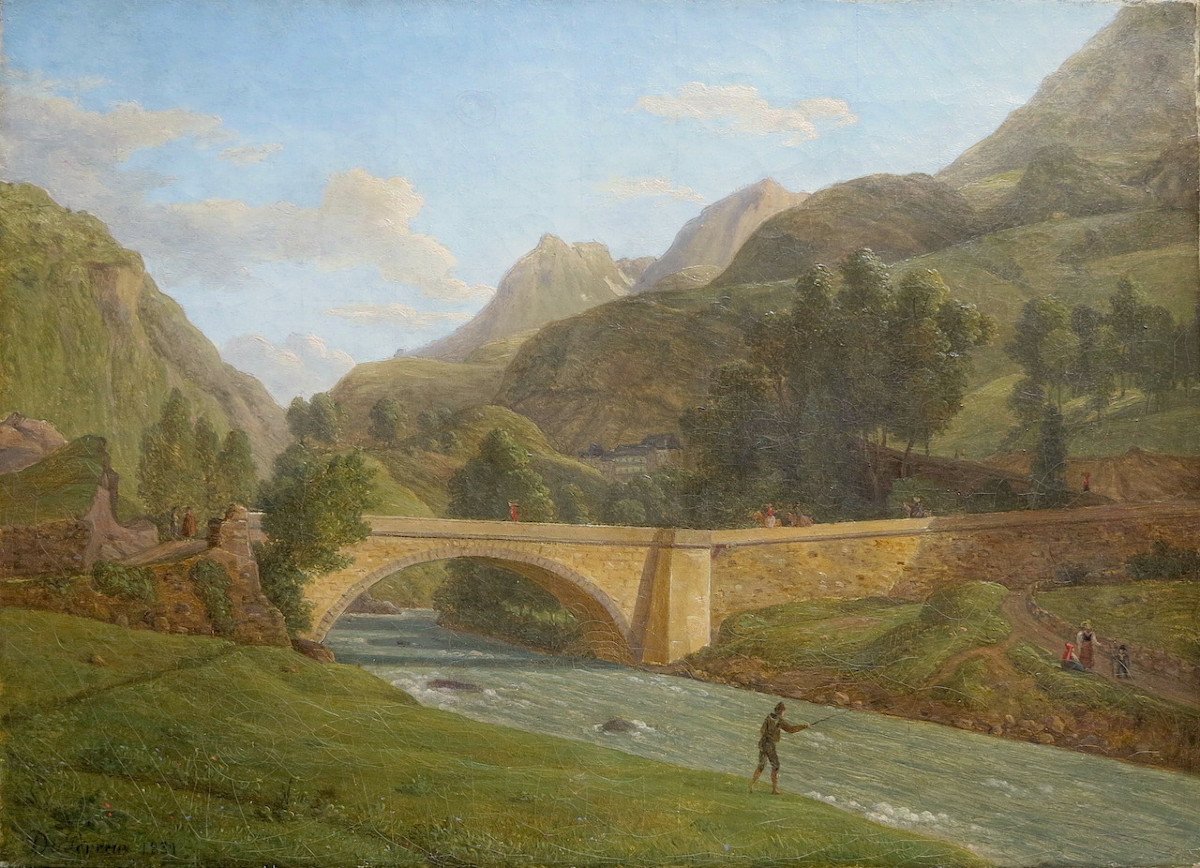 Alexandre Millin du Perreux (1764-1843) - Vue du pont de Saint Sauveur-les-bains, Pyrénées-photo-2