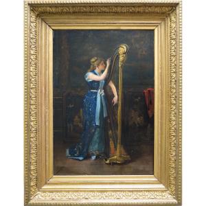 Auguste SERRURE (1825–1903) - La harpiste  - Huile