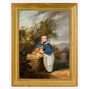 Théophile Charon-lémérillon (1807–1873) - Portrait Of Jules Michel Simonet As A Child - Oil On Canvas