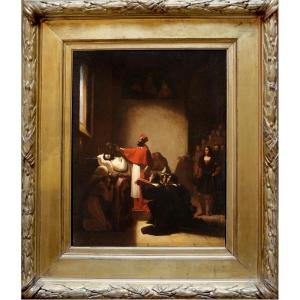 Alexandre Menjaud (1768–1832) - Étude pour "Le Tasse couronné" -  Huile sur papier