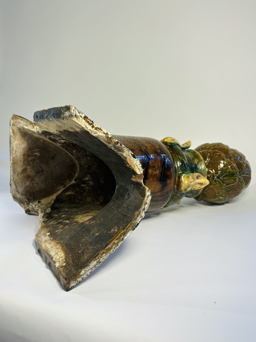 Epi De Faîtage En Terre Cuite Vernissée, Fin 19e, Poterie De Bavent-photo-3