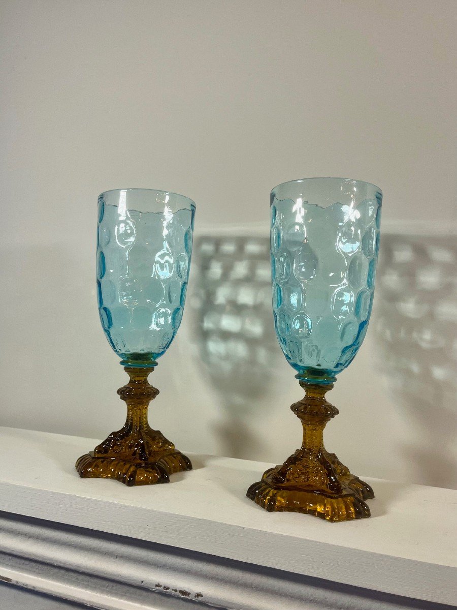 Pair Of Large Portieux Crystal Vases, George Sand Model, 20th Century-photo-2