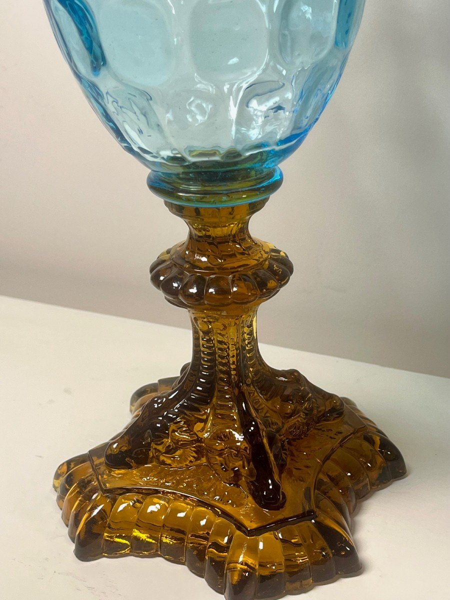 Pair Of Large Portieux Crystal Vases, George Sand Model, 20th Century-photo-4