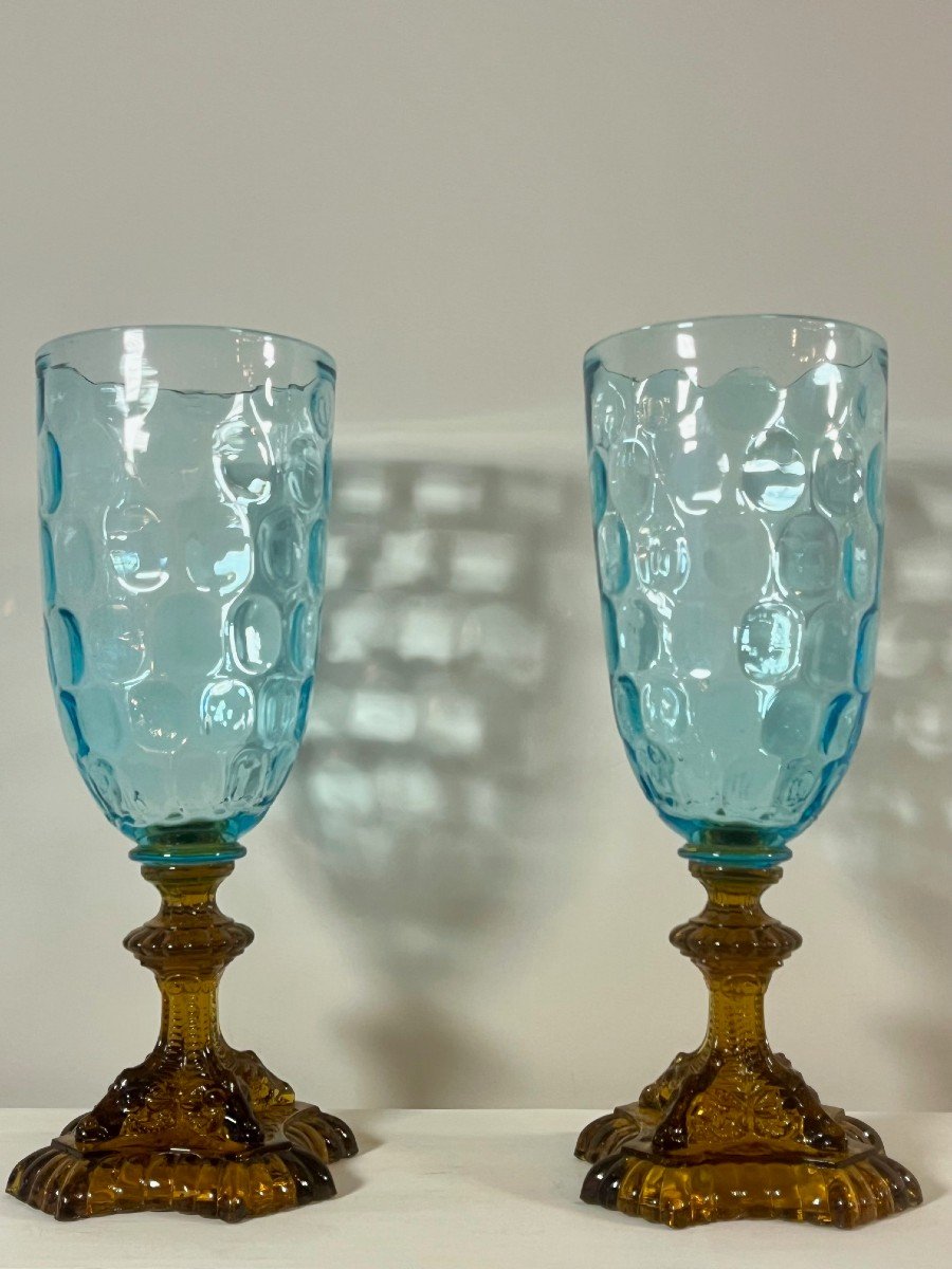 Pair Of Large Portieux Crystal Vases, George Sand Model, 20th Century