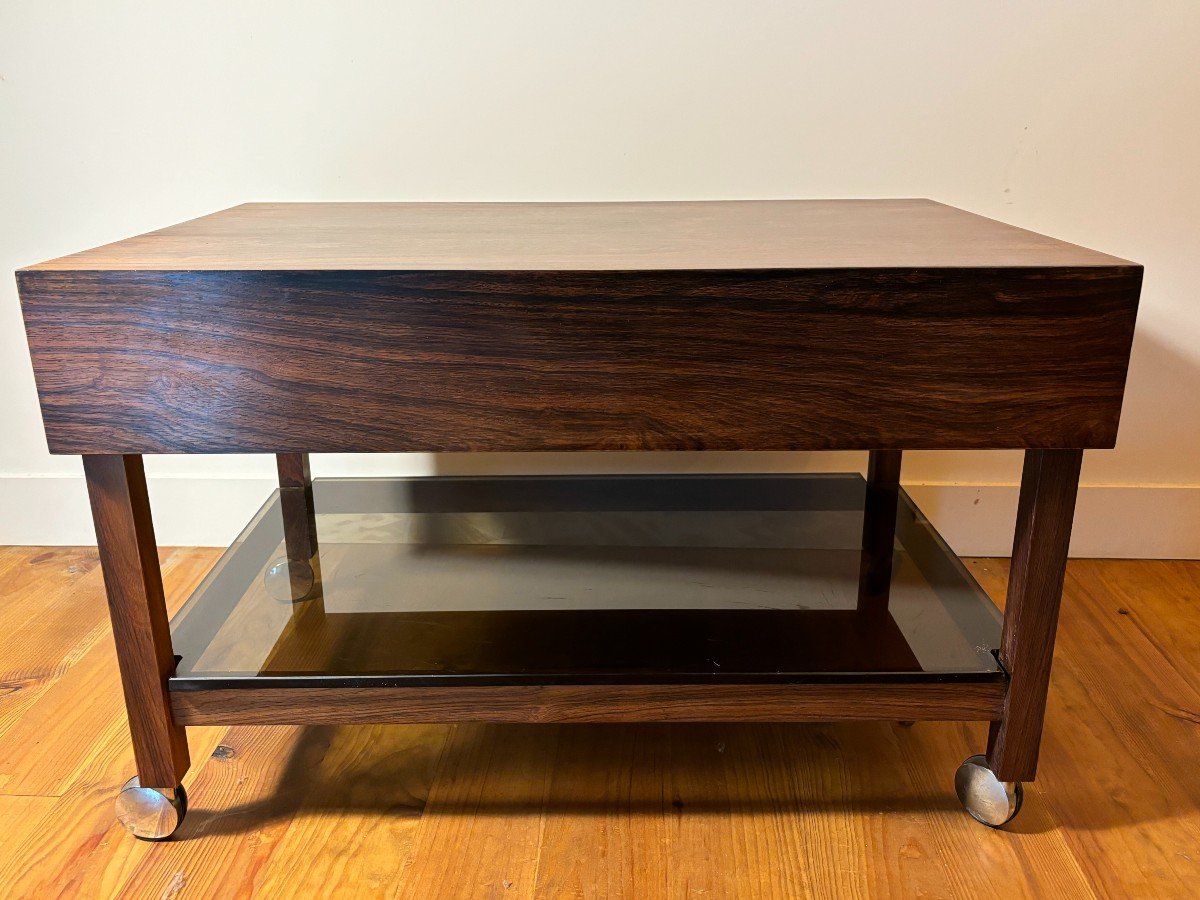 Table d'Appoint/table Basse En Placage De Palissandre Par Torbjorn Afdal Pour Bruksbo-photo-2