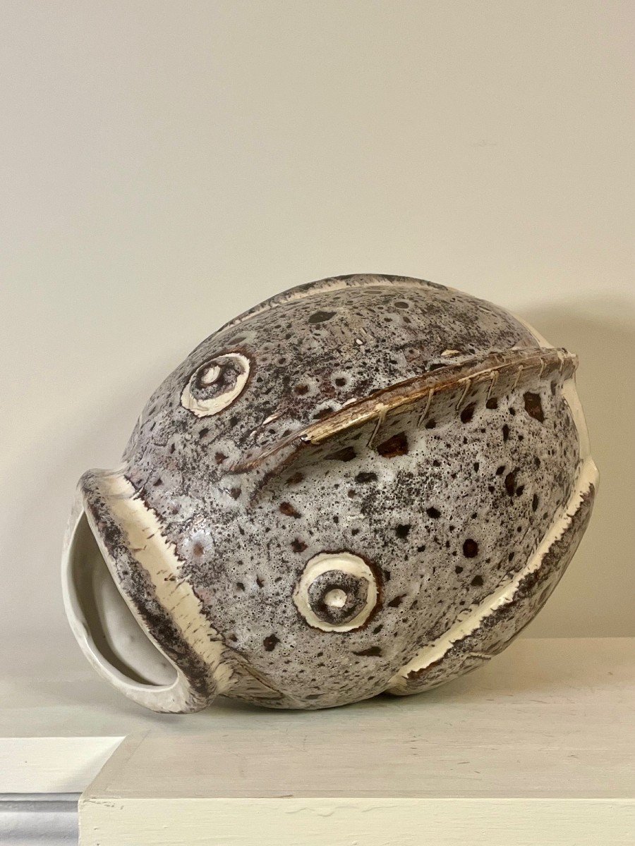 Vintage Ceramic Fish Vase Attributed To Marius Giuge For Vallauris-photo-4