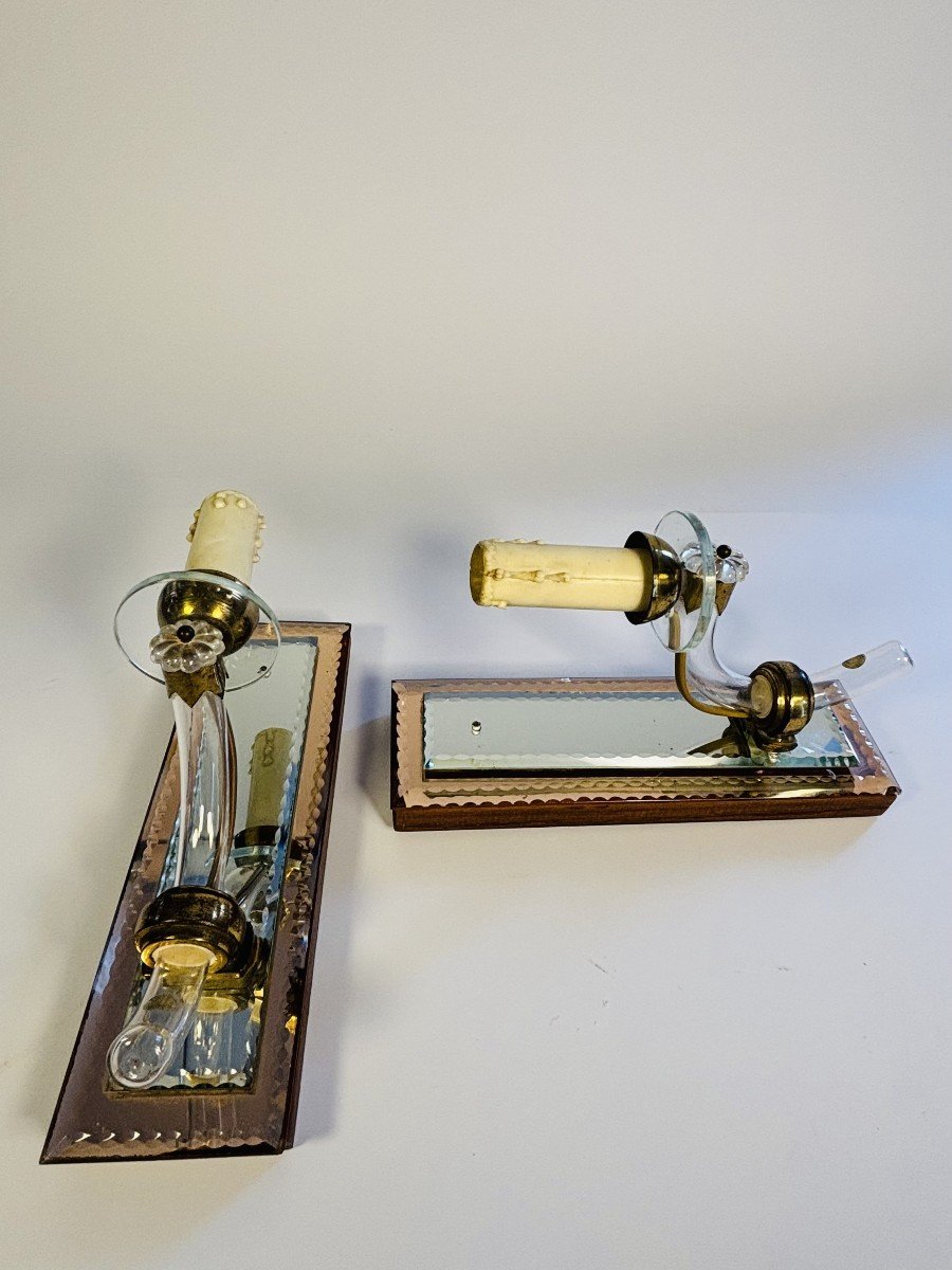 Beautiful Pair Of Murano Wall Sconces, 1940s-photo-4