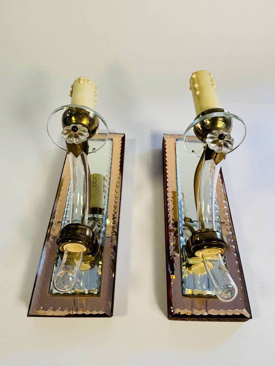 Beautiful Pair Of Murano Wall Sconces, 1940s