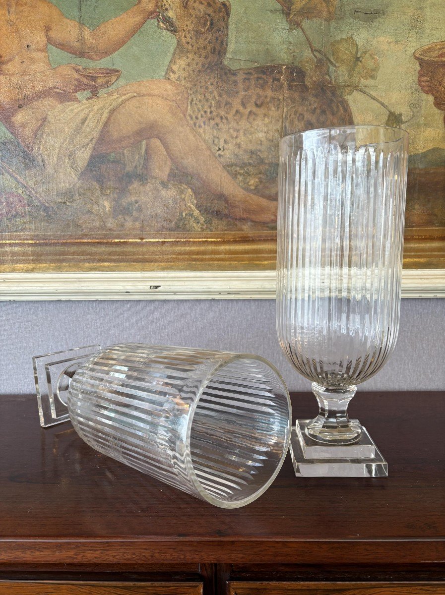 Paire De Vases En Cristal Art Déco-photo-2