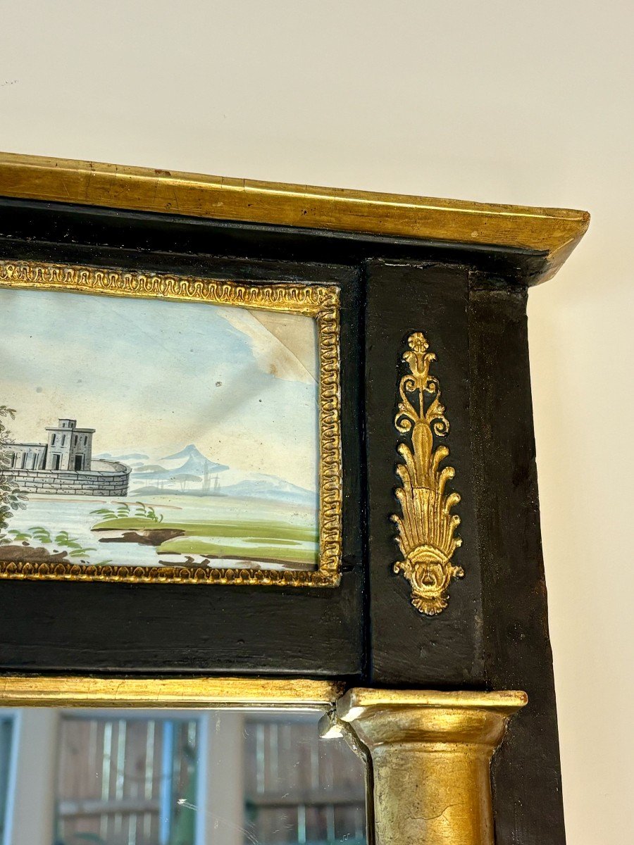 Trumeau en bois doré et laqué noir, 19e siècle-photo-2