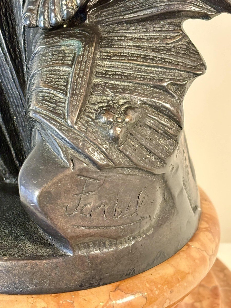 Bronze à Patine Noire, Ecole Italienne Du XXe Siècle, Signé Farbel-photo-4
