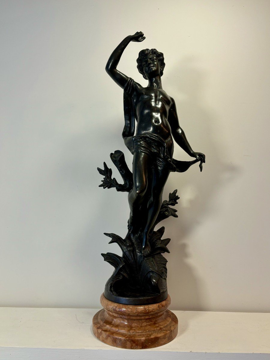 Bronze à Patine Noire, Ecole Italienne Du XXe Siècle, Signé Farbel-photo-1