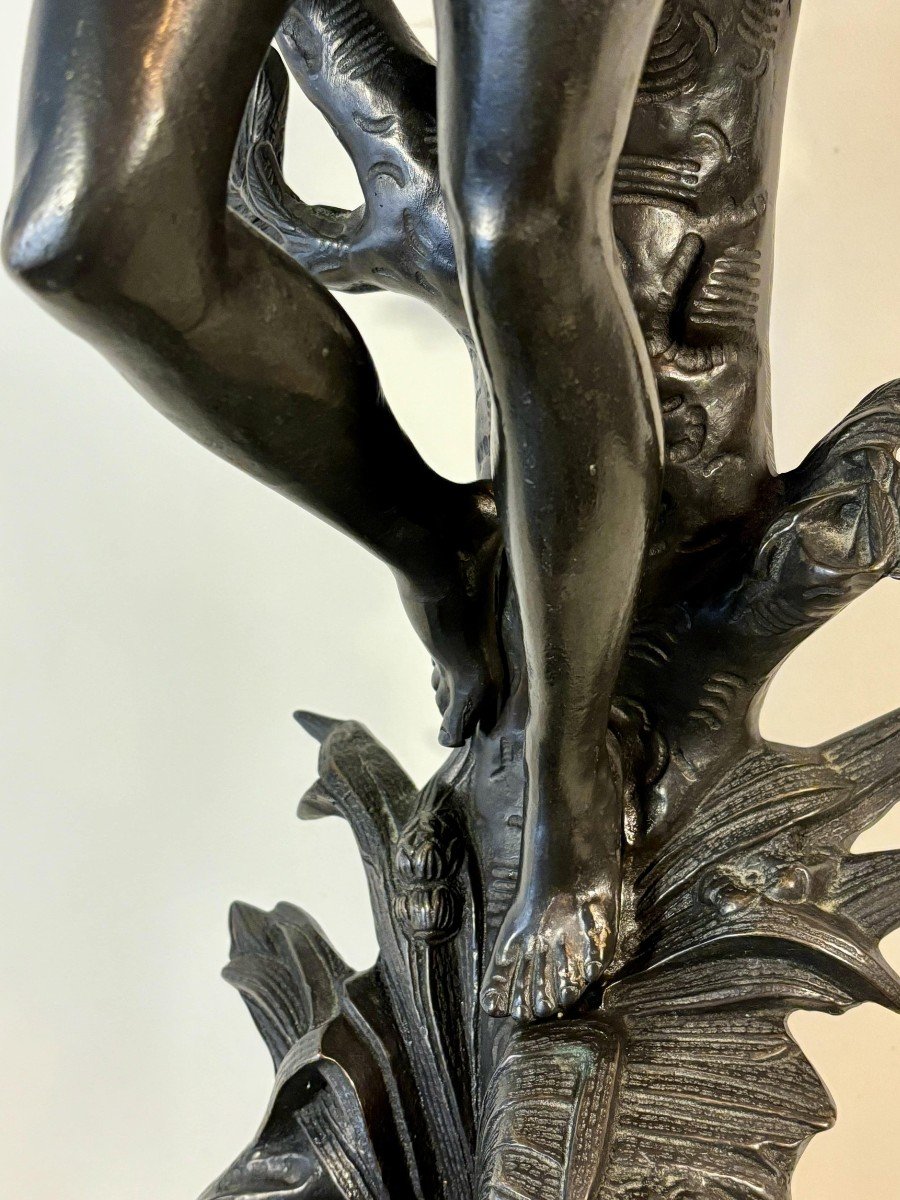 Bronze à Patine Noire, Ecole Italienne Du XXe Siècle, Signé Farbel-photo-2