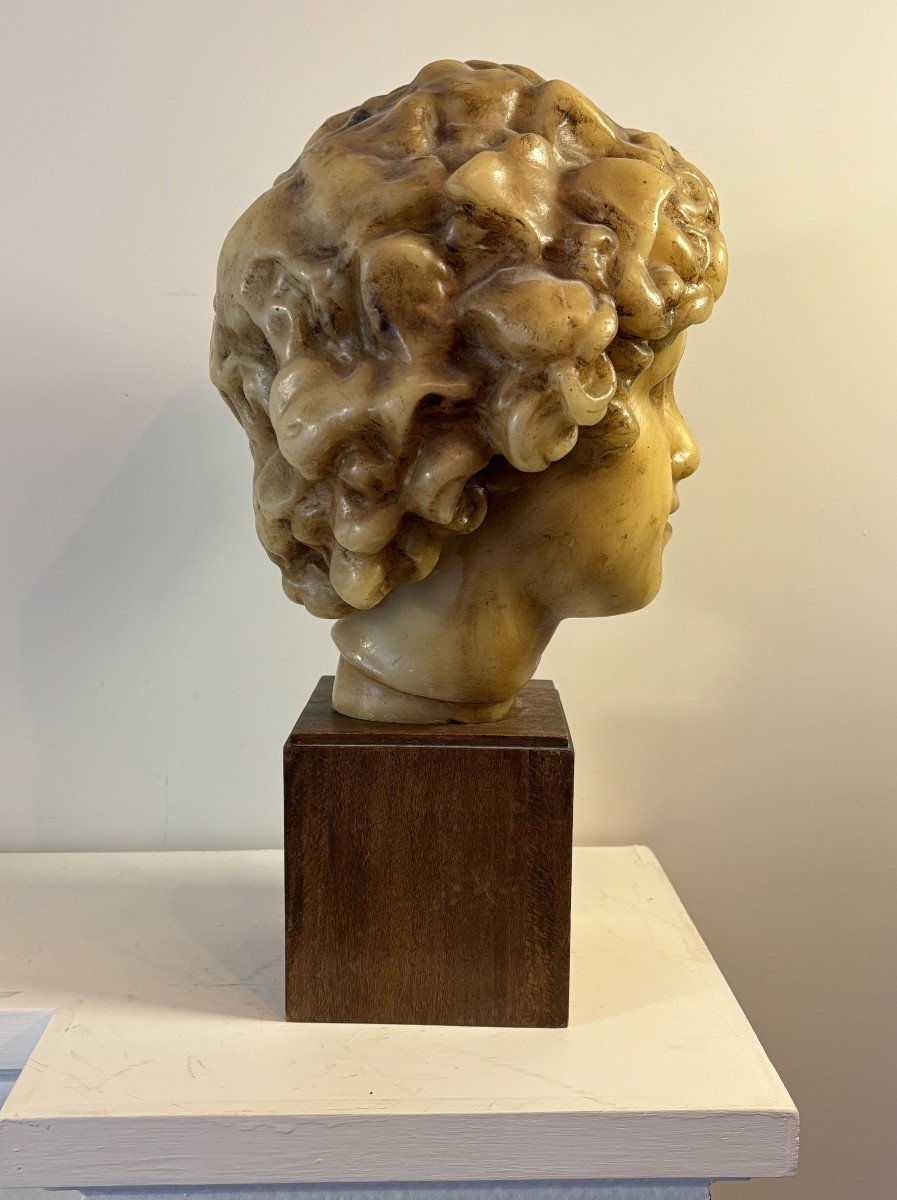 Head Of Ephebe, After The Antique, Wax Proof, Signature At The Base, 20th-photo-2