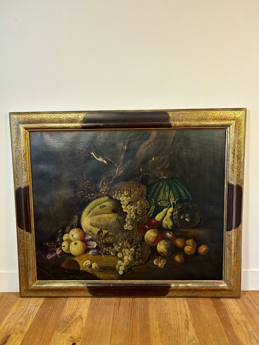 Spanish School, Oil On Canvas Still Life, 19th Century-photo-2