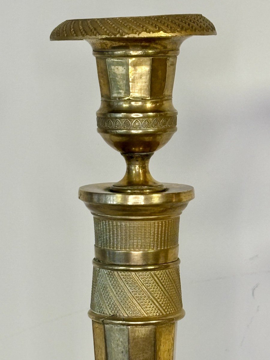 Paire De Flambeaux Au Carquois En Bronze Doré, Circa 1800-1830-photo-4
