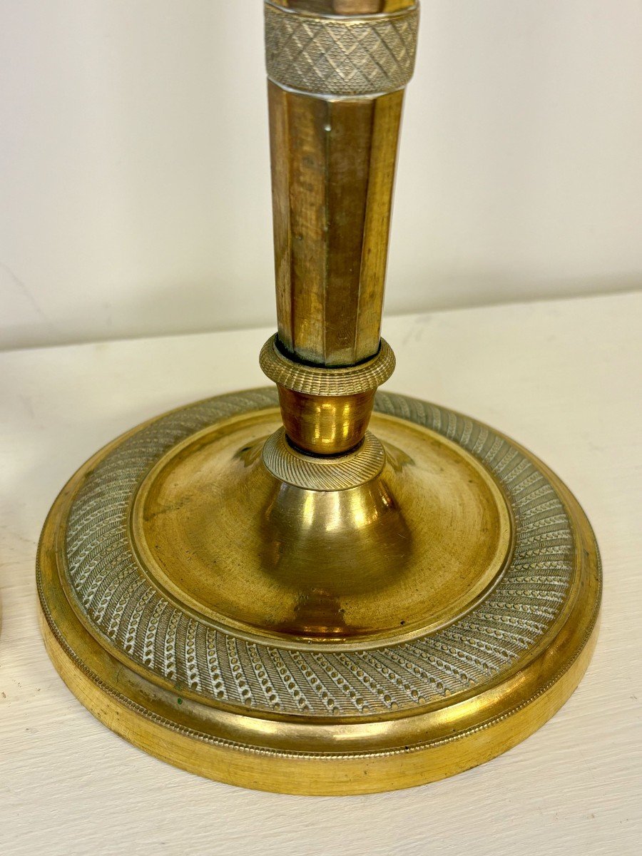 Paire De Flambeaux Au Carquois En Bronze Doré, Circa 1800-1830-photo-5