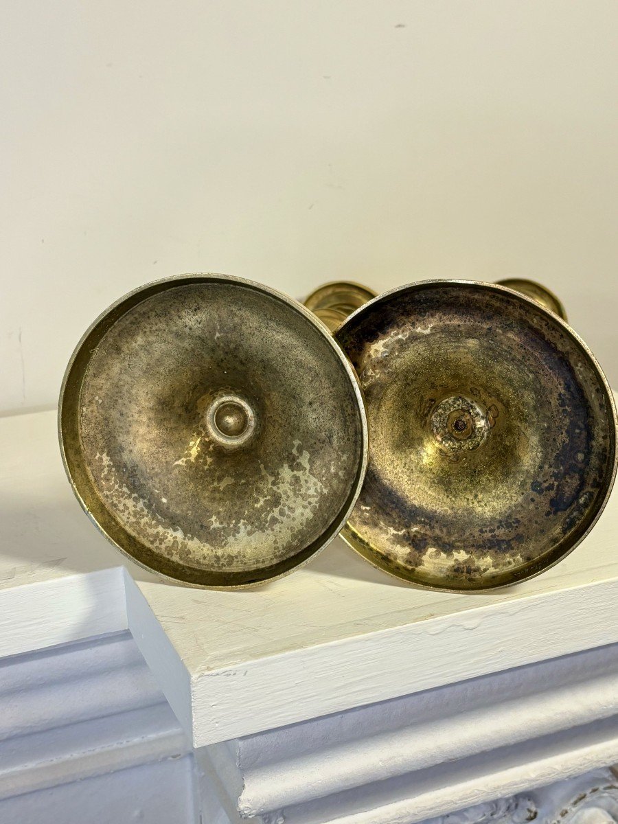 Paire De Flambeaux Au Carquois En Bronze Doré, Circa 1800-1830-photo-6