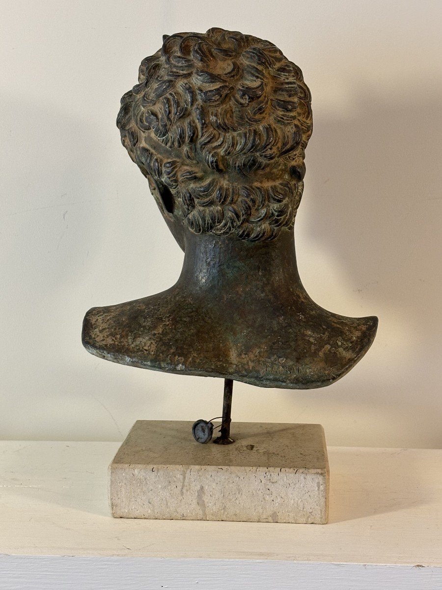 Terracotta Sculpture With Bronze Patina, Reproduction Of The Ephebe Of Marathon, Circa 1950.-photo-4