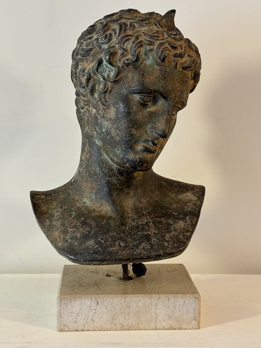 Terracotta Sculpture With Bronze Patina, Reproduction Of The Ephebe Of Marathon, Circa 1950.