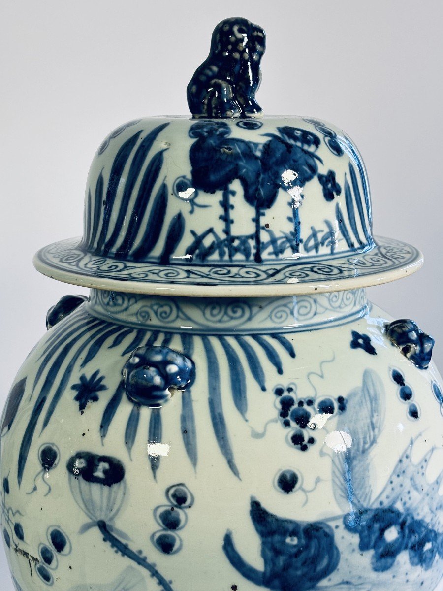 Imposante Paire De Jarres En Porcelaine De Chine Bleu-Blanc, 20e Siècle-photo-3