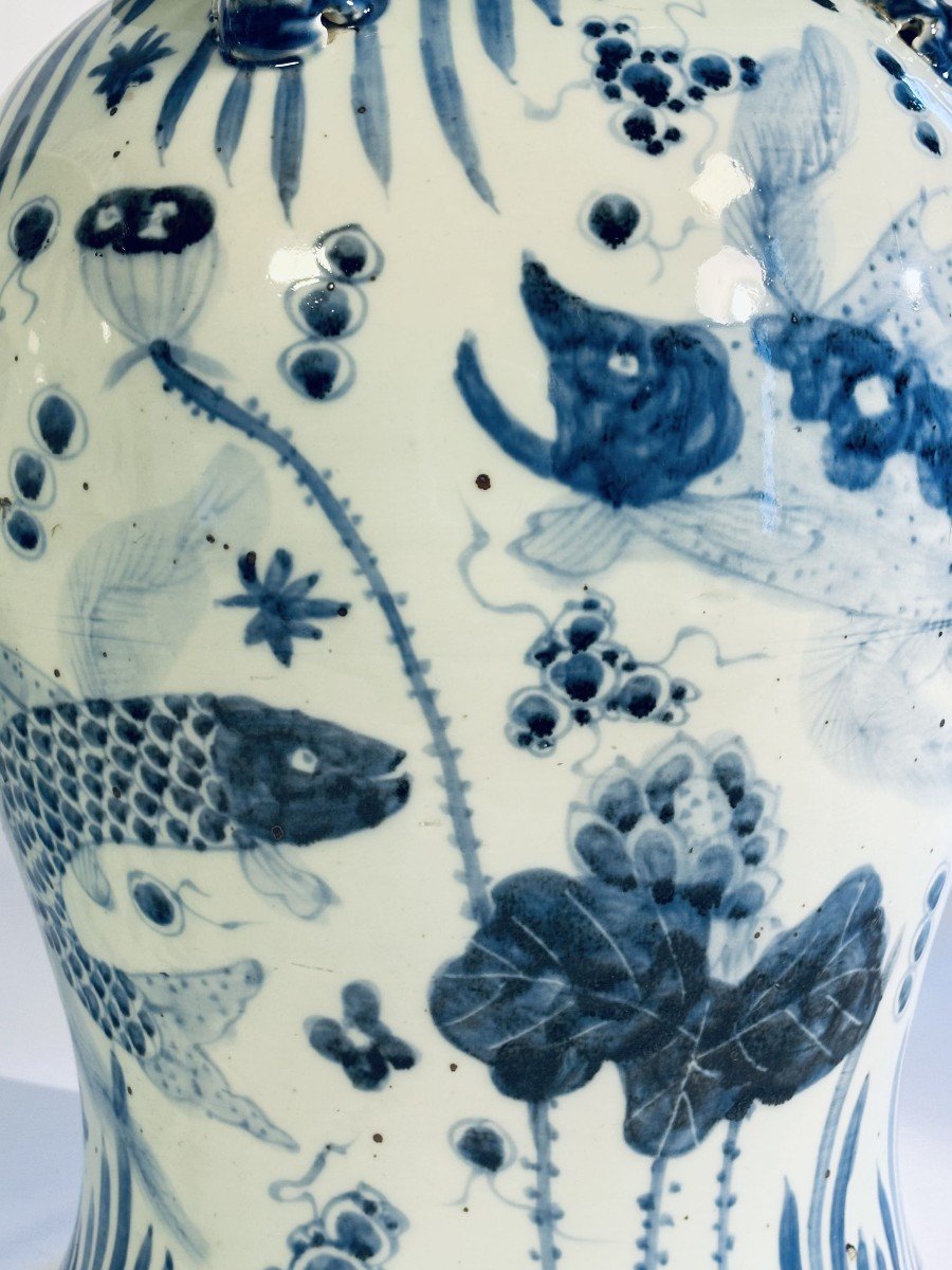 Imposante Paire De Jarres En Porcelaine De Chine Bleu-Blanc, 20e Siècle-photo-2