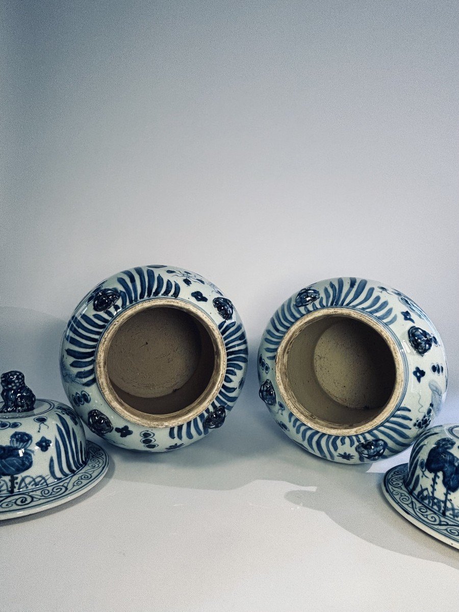 Imposing Pair Of Chinese Blue-white Porcelain Jars, 20th Century-photo-6