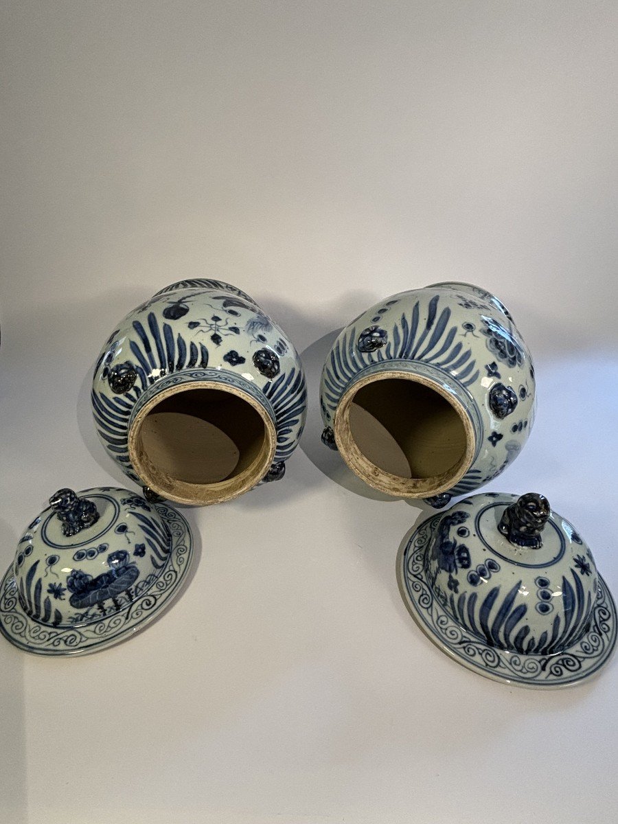 Imposing Pair Of Chinese Blue-white Porcelain Jars, 20th Century-photo-7