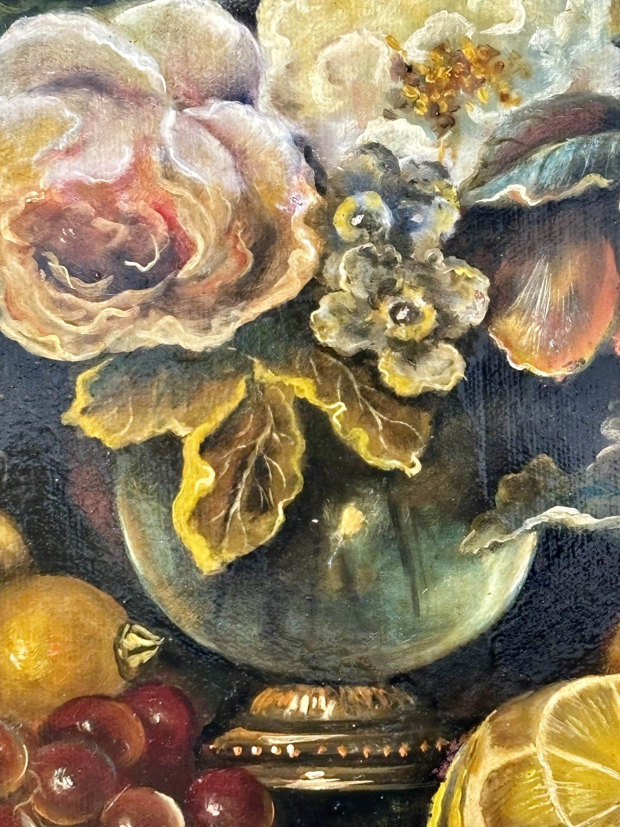 Oil On Panel, Still Life With Peeled Lemon, 20th Century-photo-3