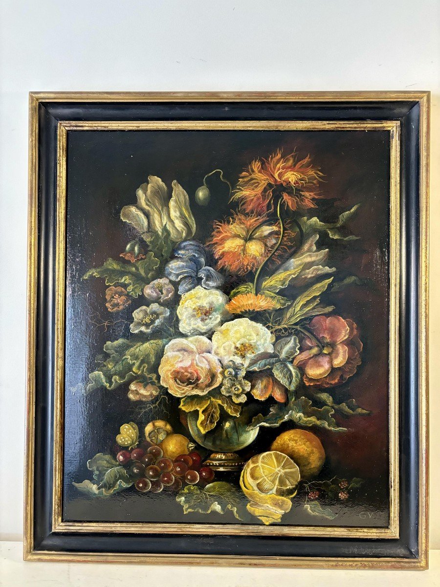 Oil On Panel, Still Life With Peeled Lemon, 20th Century