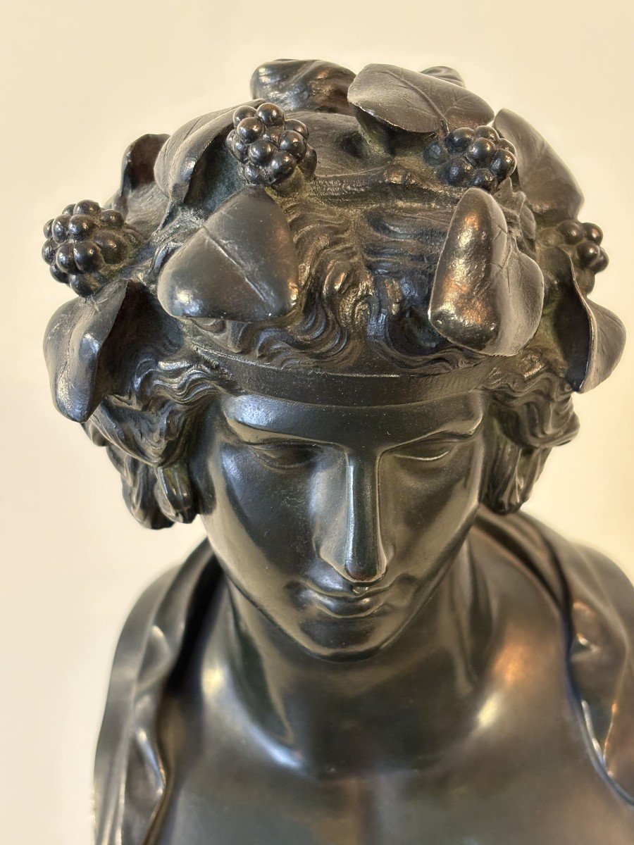 Two Bronze Bustes With Black Patina From Antique, 19th Century-photo-3