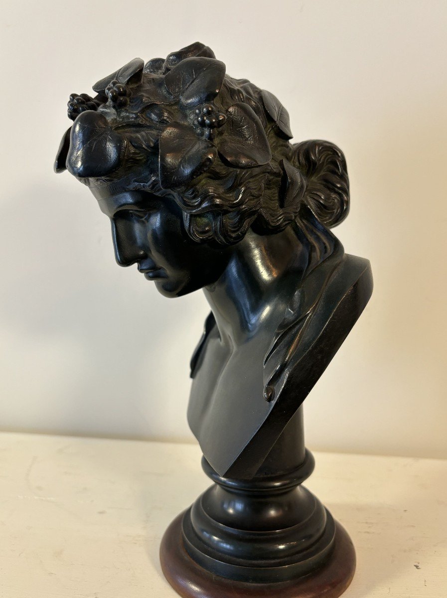 Deux Bustes En Bronze à Patine Noire d'Après l'Antique, 19e Siècle-photo-4