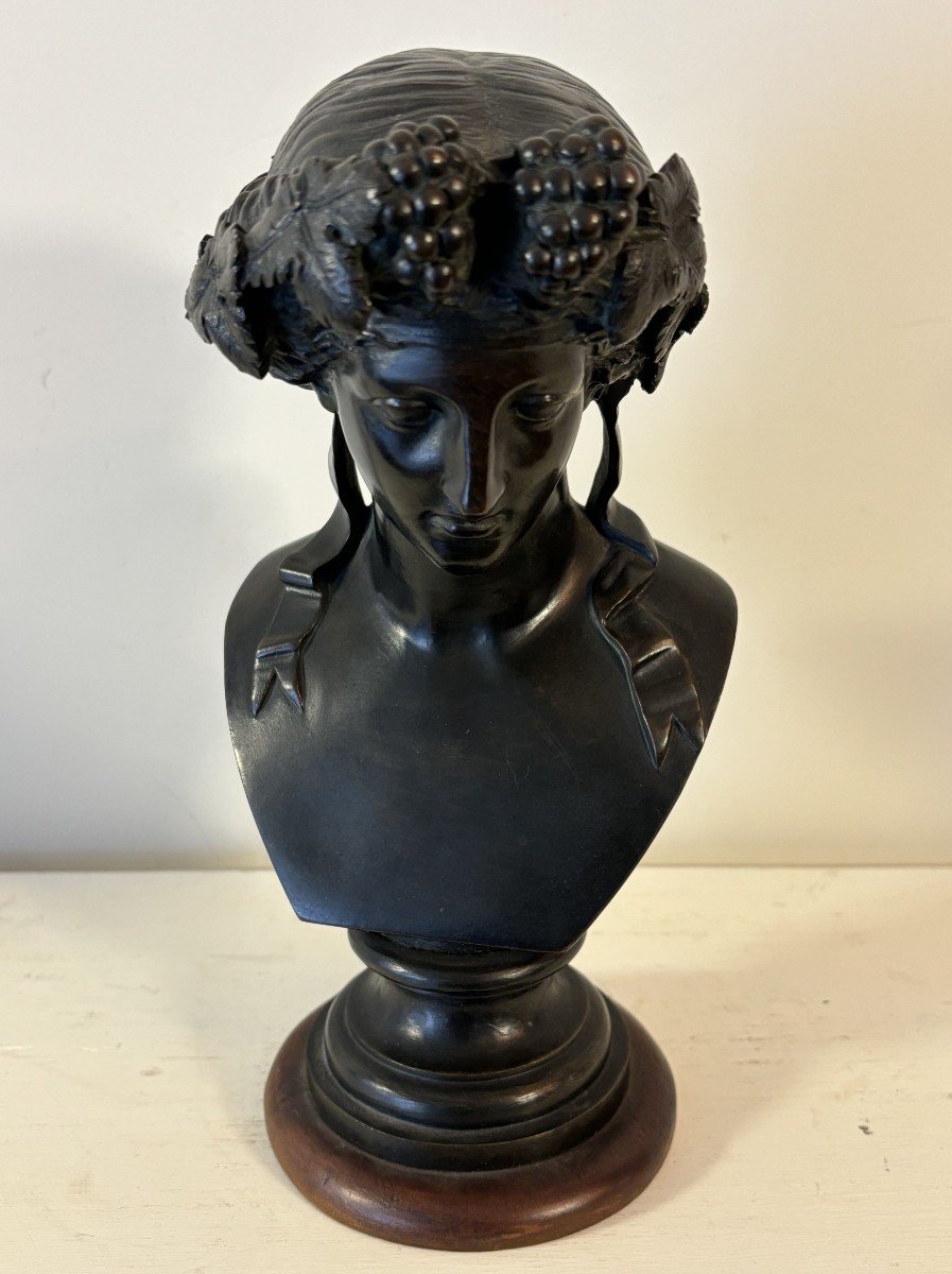 Two Bronze Bustes With Black Patina From Antique, 19th Century-photo-5