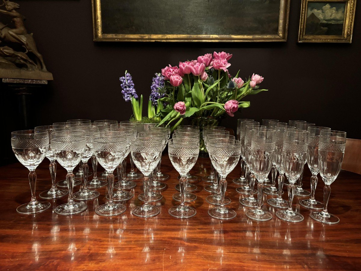 36 Pieces Crystal Glassware Set, Signed Artisanat De Lorraine, Mid 20th Century-photo-7