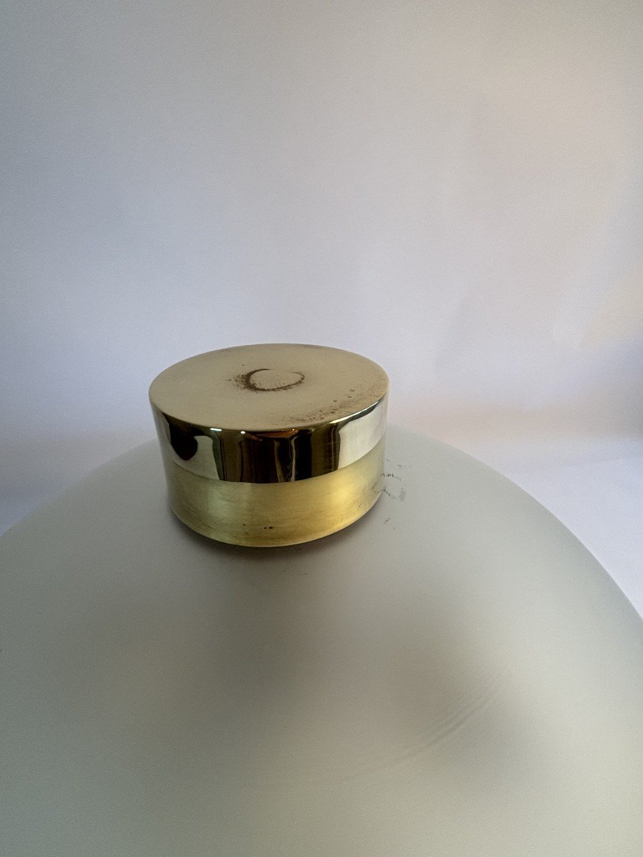 Vintage Brass And Frosted Glass Lamp - Deknudt, Belgium, Circa 1960-photo-6