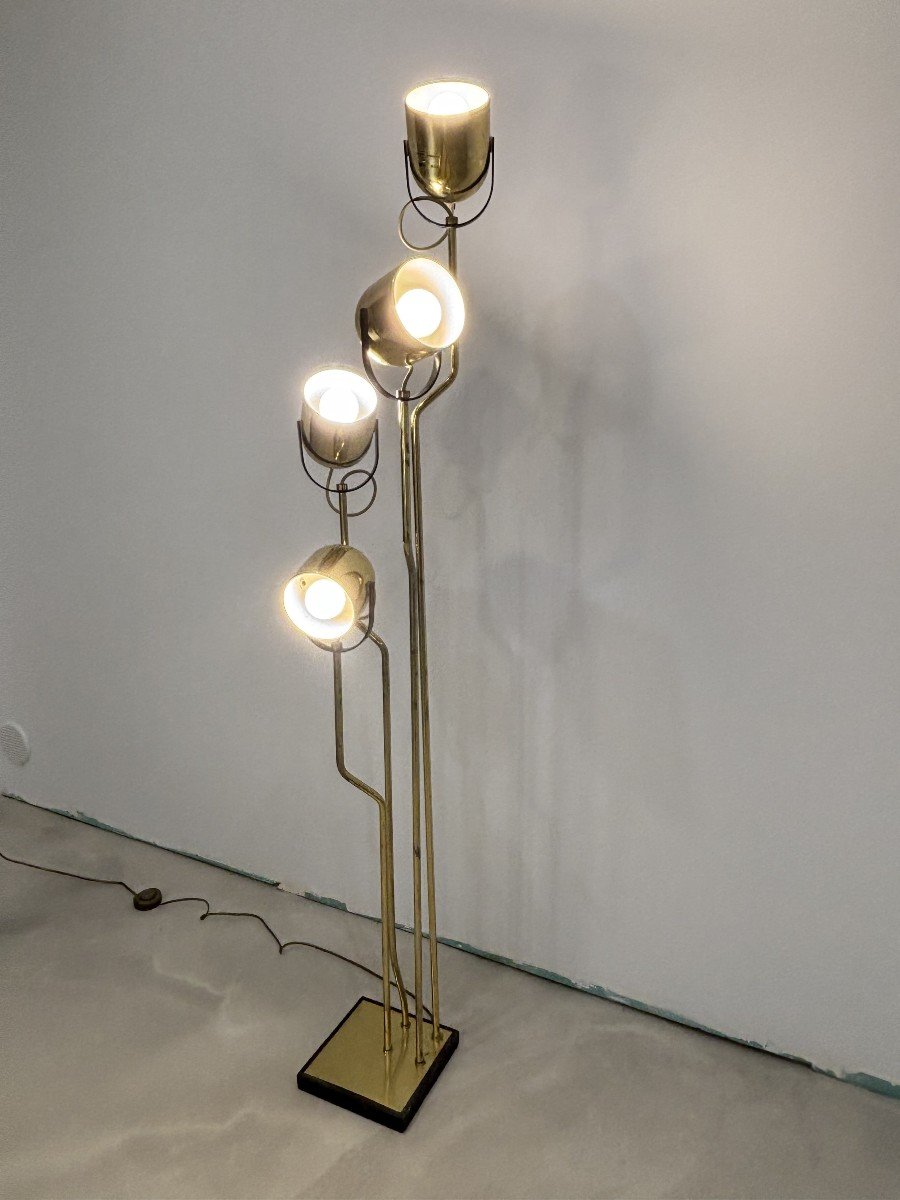 Goffredo Reggiani, Lampadaire Modèle « Four Heads » En Laiton, Italie, 1960's-photo-8