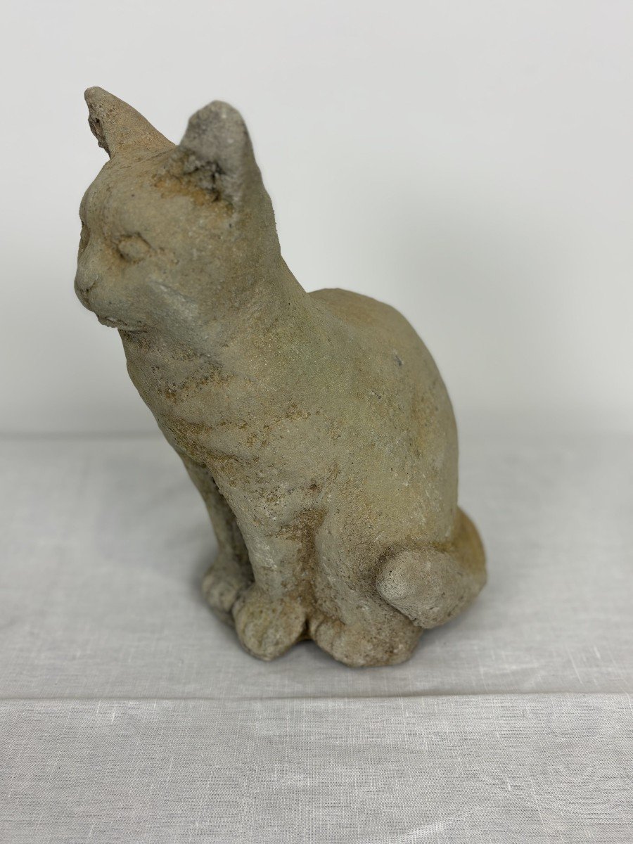 Rognes Stone Sculpture - Sitting Cat By Danilo - France-photo-3