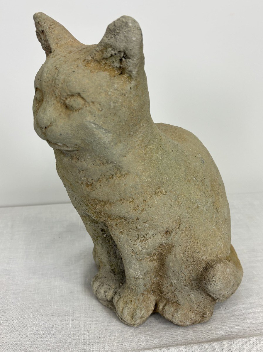 Rognes Stone Sculpture - Sitting Cat By Danilo - France