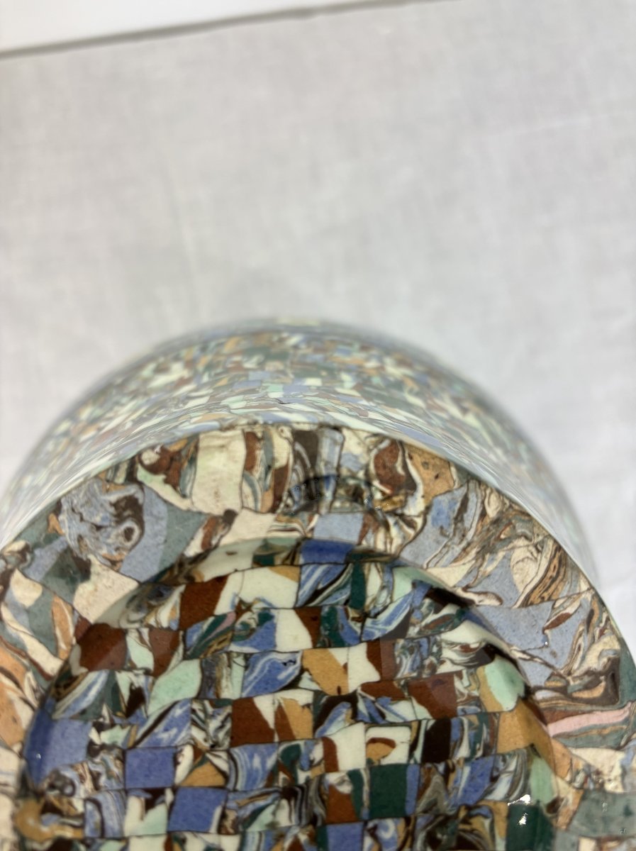 Mosaic Mixed Earthenware Vase By Jean Gerbino (1876-1966) - Vallauris - Circa 1950-photo-4