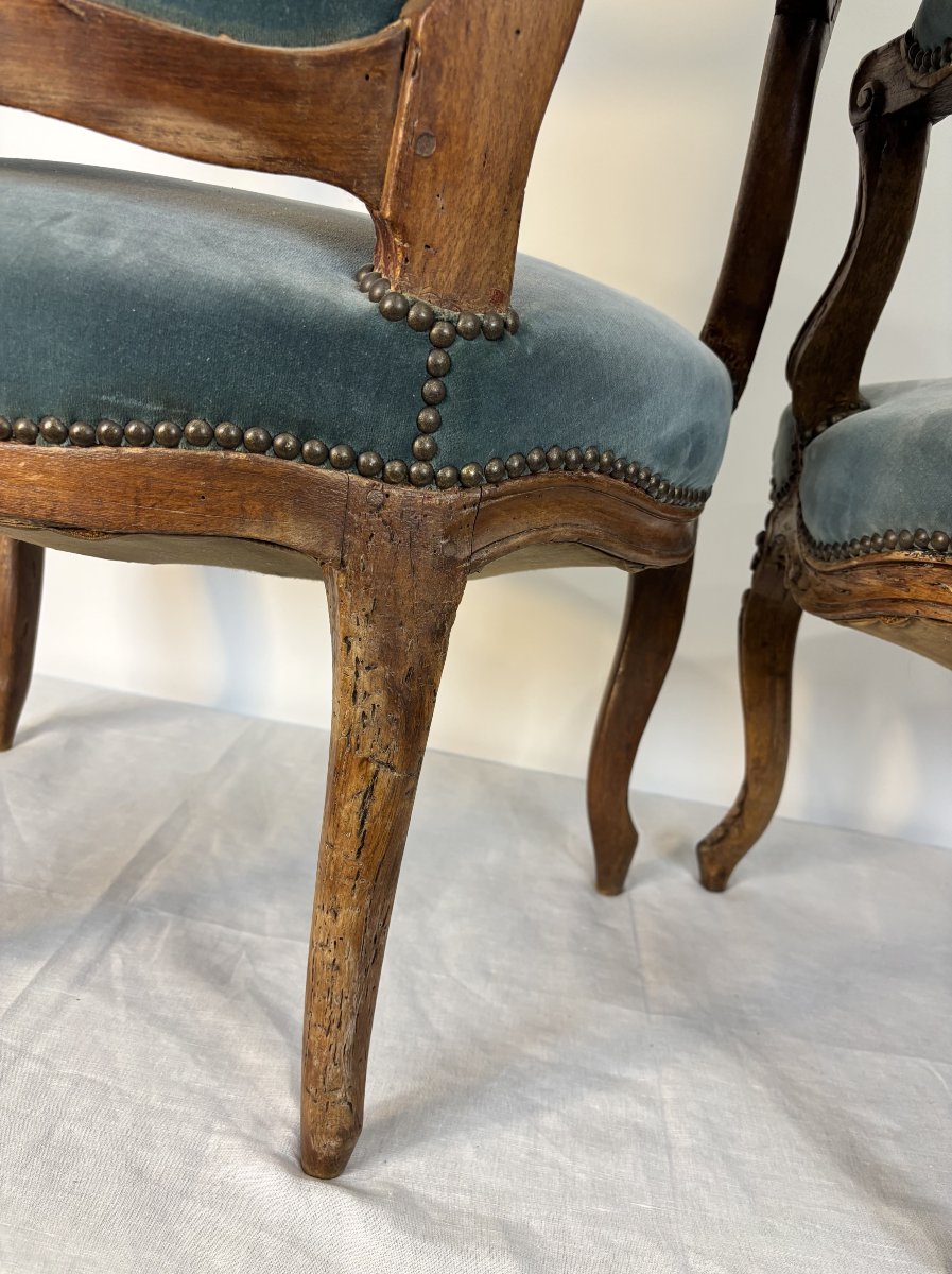 Elegant Pair Of Louis XV Cabriolet Armchairs - 13th Century-photo-4