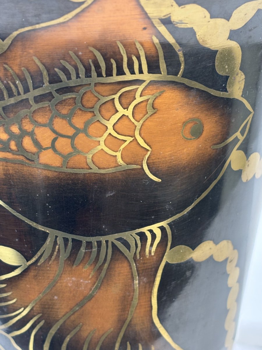 Lucien Gerfaux (1882-1972), Luminous Basin Decorated With Fish, Art Deco, 20th Century-photo-3