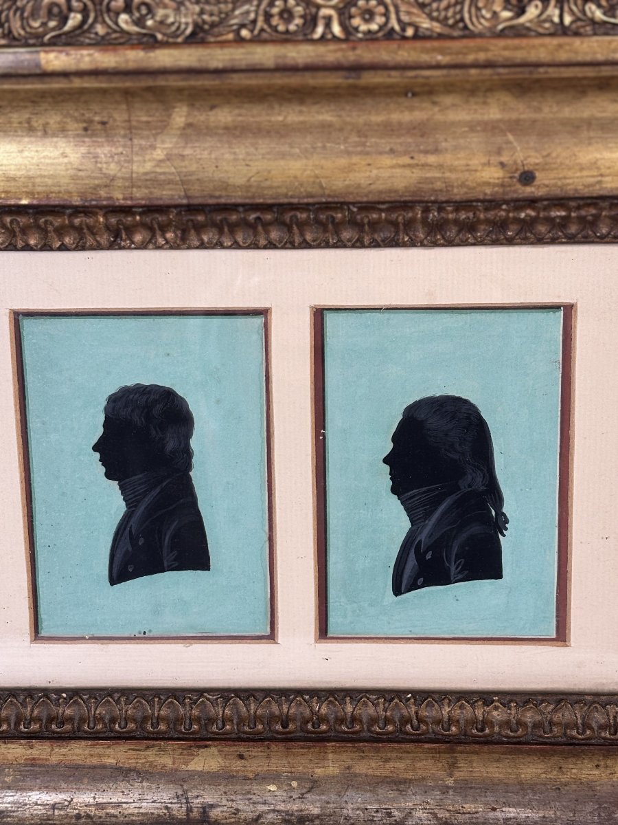 Set Of Four Painted Silhouette Portraits, France, Late 18th - Early 19th Century-photo-2