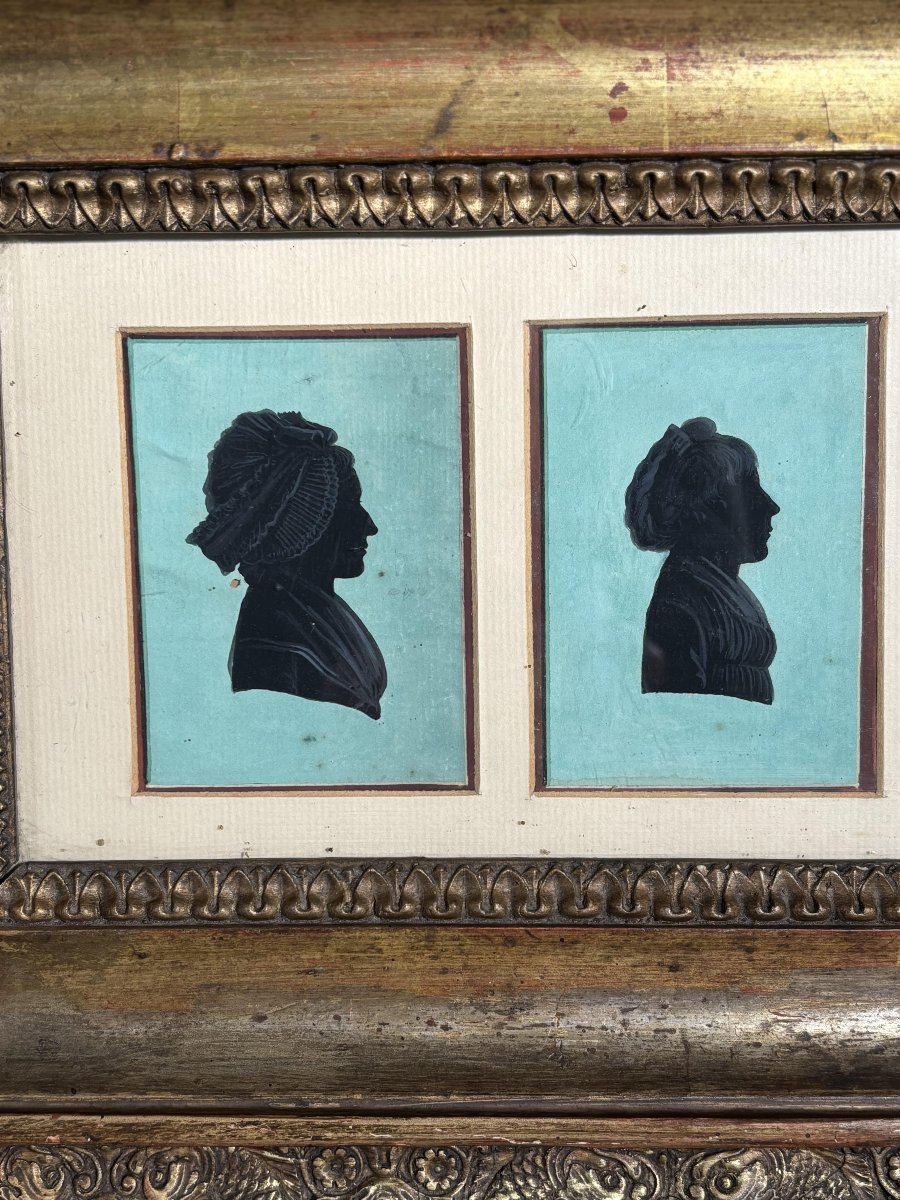 Set Of Four Painted Silhouette Portraits, France, Late 18th - Early 19th Century-photo-3