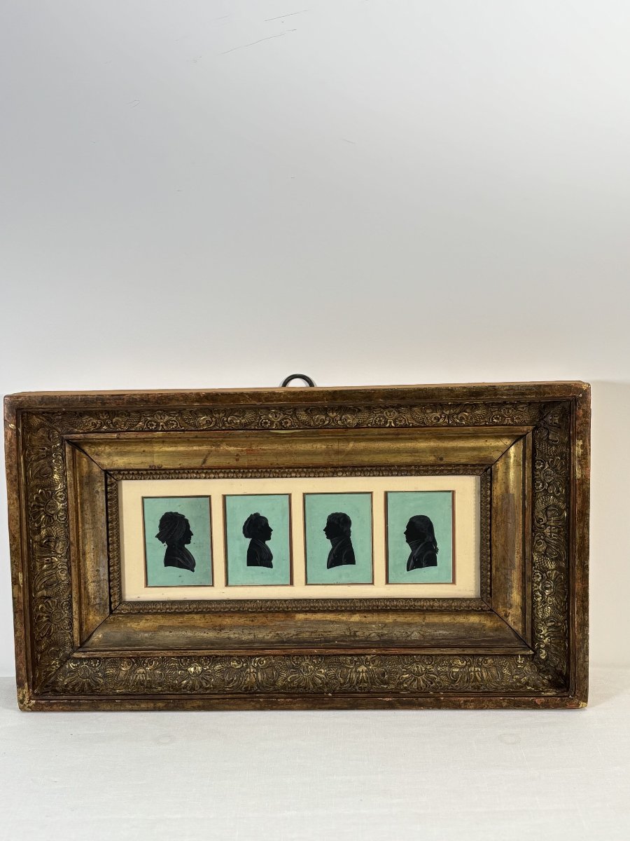 Set Of Four Painted Silhouette Portraits, France, Late 18th - Early 19th Century-photo-1
