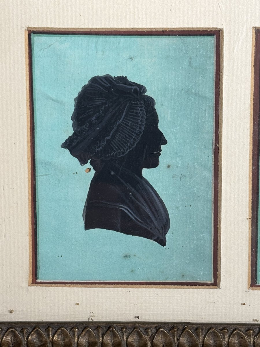 Set Of Four Painted Silhouette Portraits, France, Late 18th - Early 19th Century-photo-3