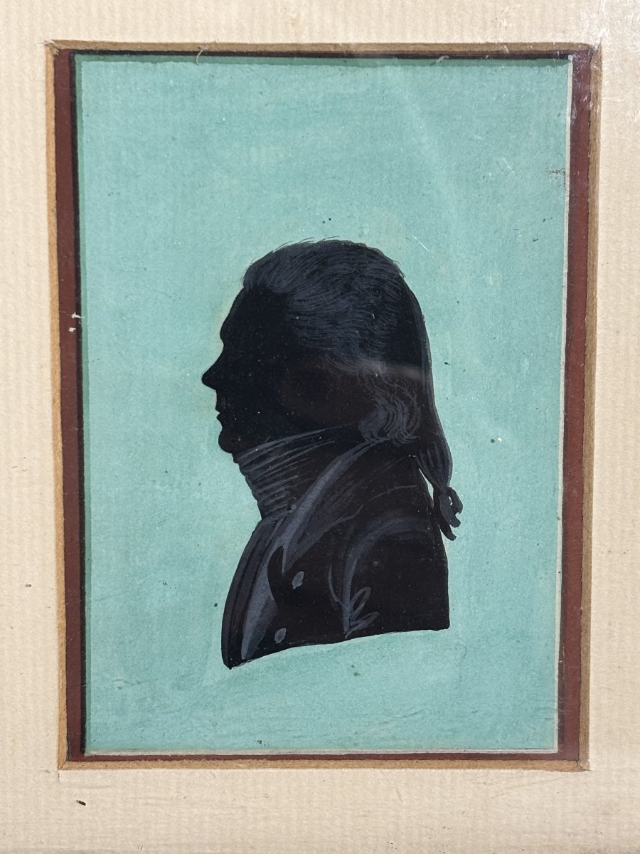 Set Of Four Painted Silhouette Portraits, France, Late 18th - Early 19th Century-photo-6