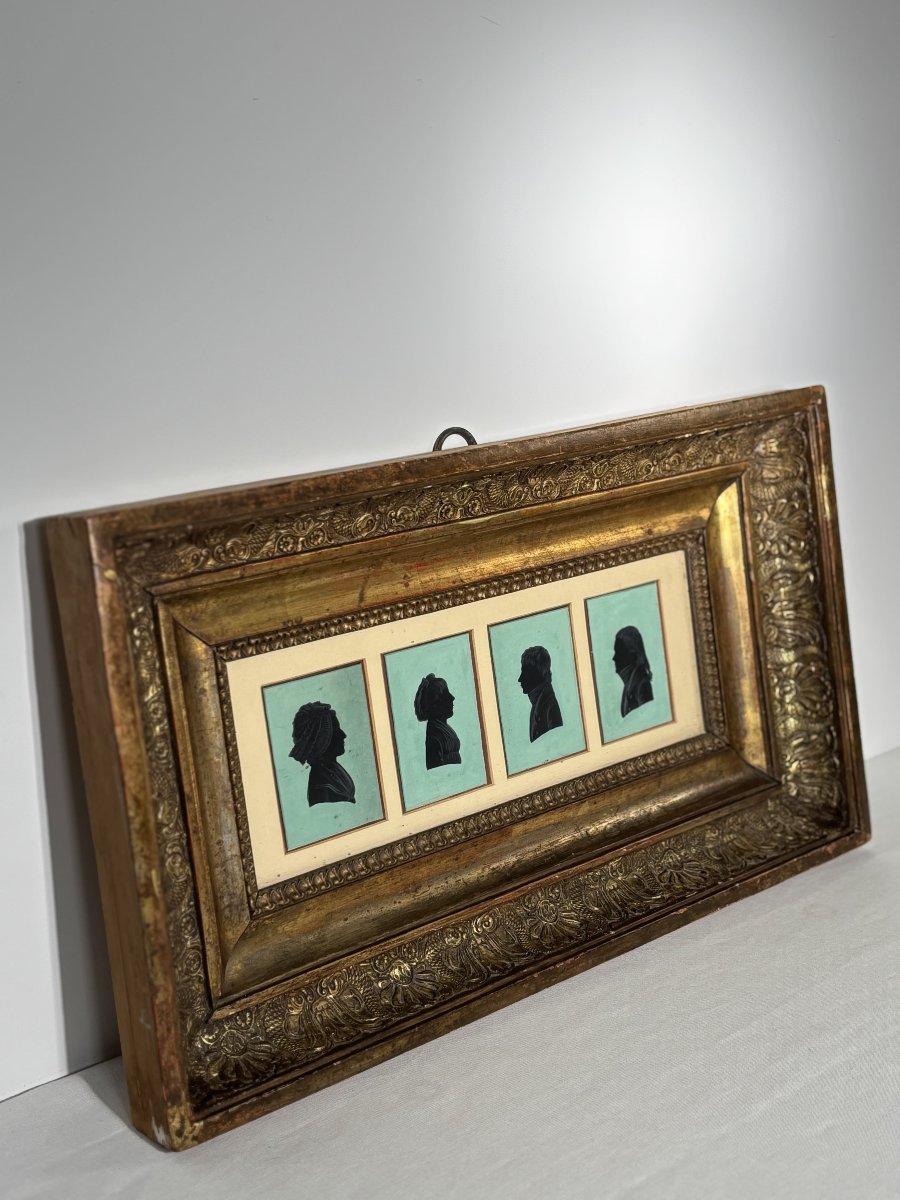 Set Of Four Painted Silhouette Portraits, France, Late 18th - Early 19th Century-photo-8